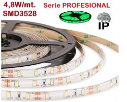 Tira LED 5 mts Flexible 24W 300 Led SMD 3528 IP65 Verde, serie Profesional